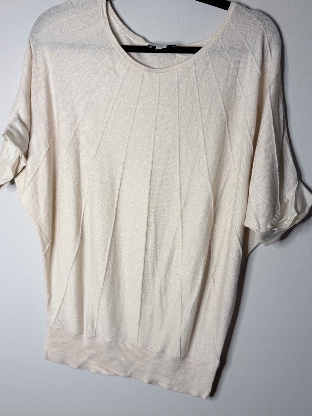 LOFT Cream Short Sleeve Knit Pullover